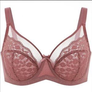 Lacsper Floral Lace Mauve Underwire Bra